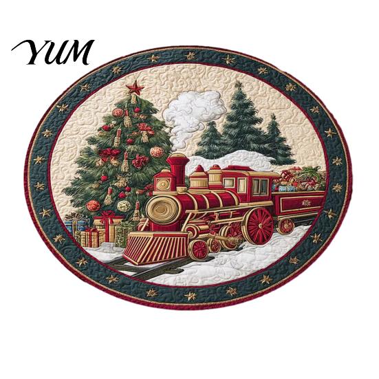 Thickened Cozy Mat Round Christmas Rug, 39" Imitation Cashmere Santa Snowflake Pattern, Holiday Party Floor Covering Area Rug for Home Living