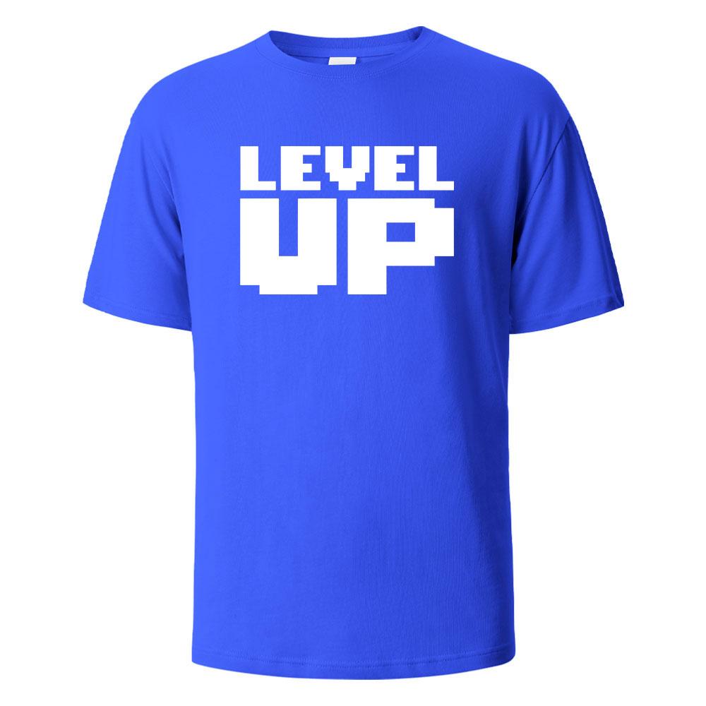 Mens Printed TShirt Level Up Basic Streetwear 100 Cotton Tops For Men Women Summer Breathable ShortSleeved Oneck Basic Tees