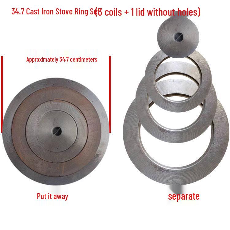 Cast Iron Firewood Stove Ring & Lid: Thickened Rustic Pot and Fire Pit Accessories