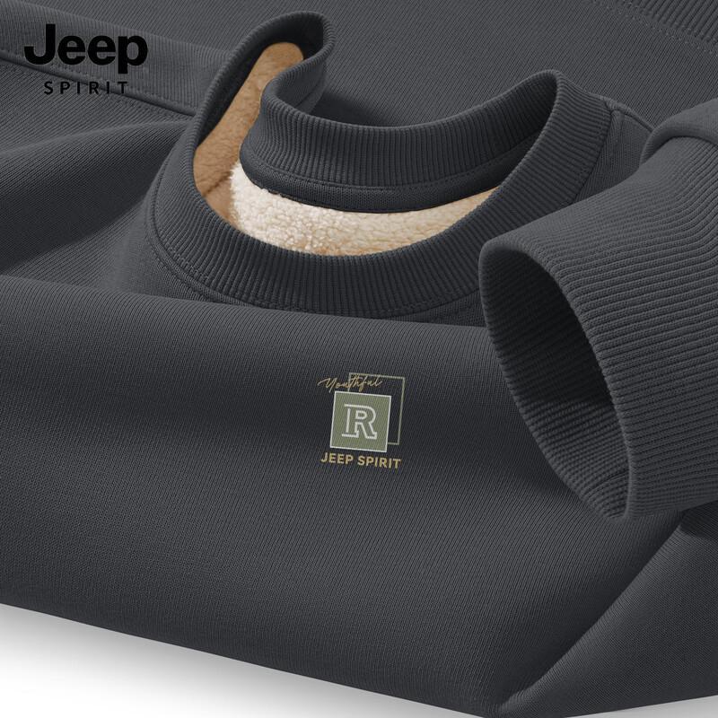 JEEP SPIRIT Men's Fleece-Lined Round Neck Sweatshirt