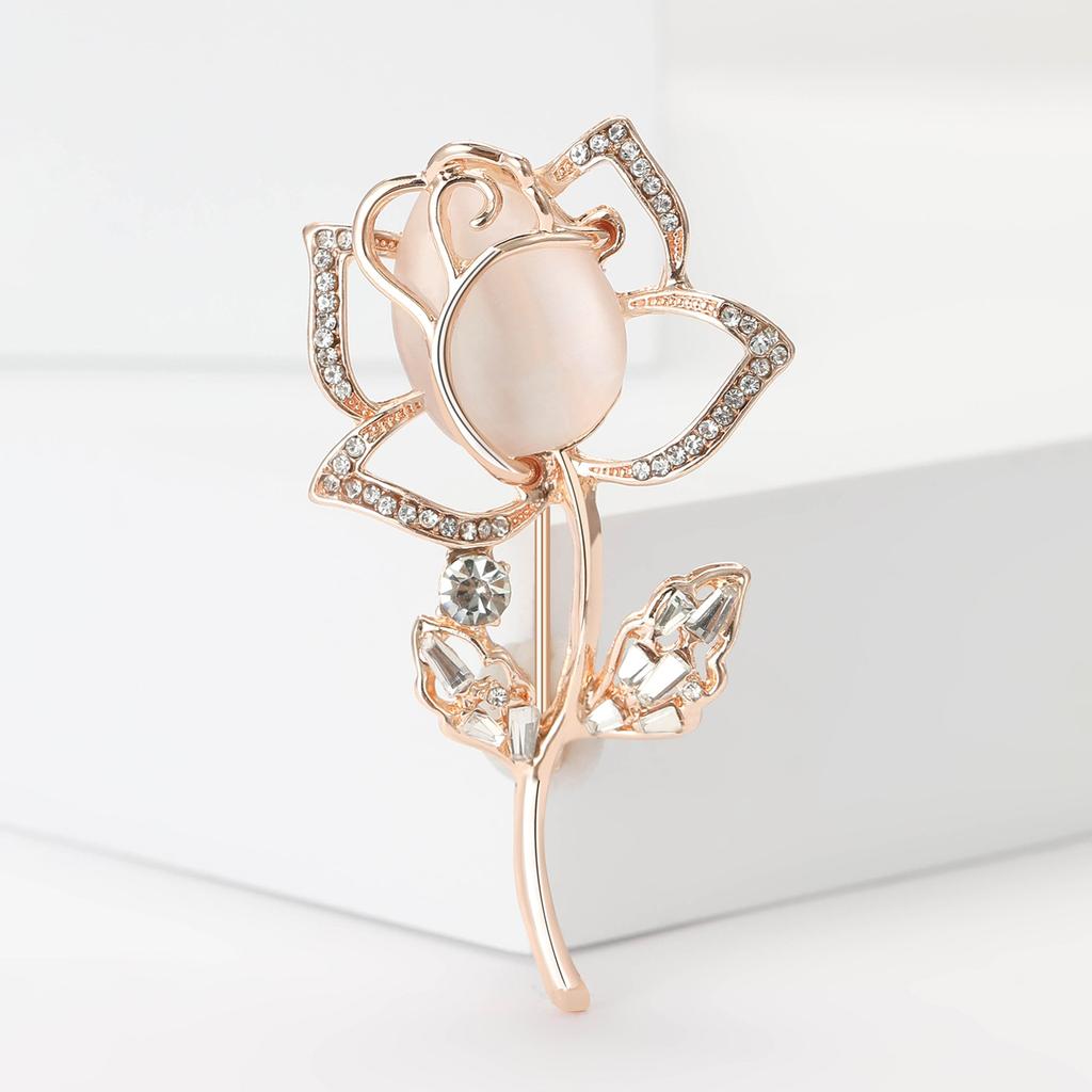 Alloy Rhinestone Opal Tulip Brooch Fashion Temperament Women'S Clothing Corsage Ornament Pin