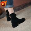Fashion Ankle Boots for Women Work Suede Zip Medium Heels Woman Short Shoes Y2k Fashion 2025 High Quality Hot Booties Chic and Elegant