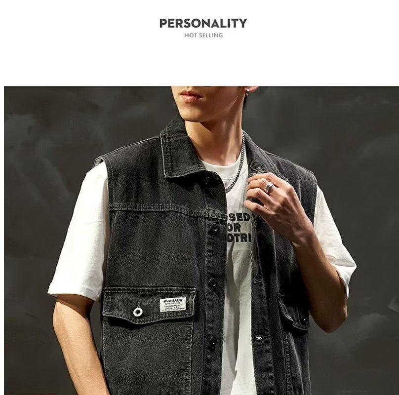 Men's Stylish Denim Vest: New Spring/Autumn Sleeveless Jacket, Versatile Loose-Fit Waistcoat