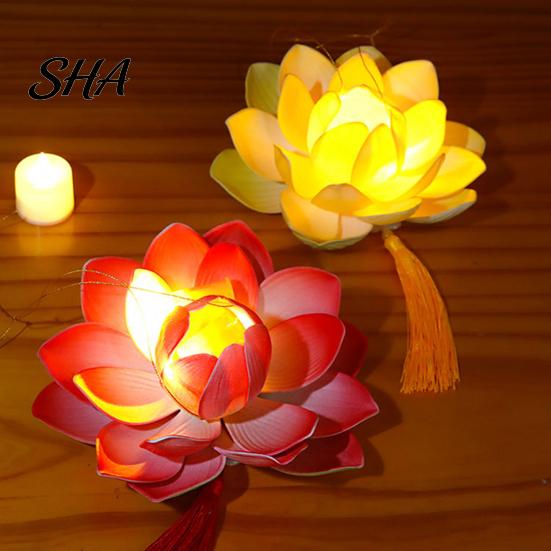 Outdoor Celebration Lighting DIY Lotus Lantern Craft Kit, Handmade Flower Paper with LED Creative Material Set Light, Vintage Decorative for