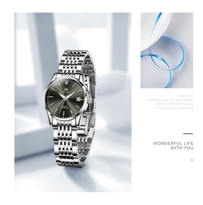 Oulisi Damen Dünne Automatische Mechanische Uhr - Schlichtes Design
