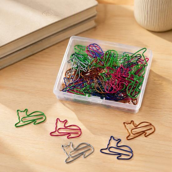 Colorful Wire Clips for Files 50PCS Cute Decorative Paper Clips, Assorted Shapes Metal Bookmark Page Markers Journaling File Organizer