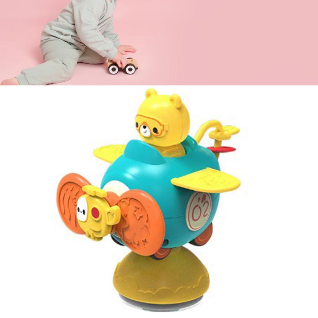 Suction Cup Rotation Toy Detachable Baby Cartoon Car Infant Rotary Top Sensory Toy for Bathing