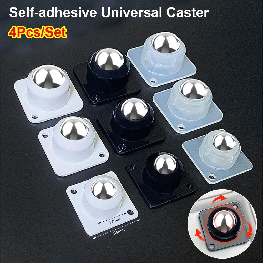 4Pcs/Set 360° Rotation Self-adhesive Universal Caster Steel Ball Moving Accessories Bedside Table