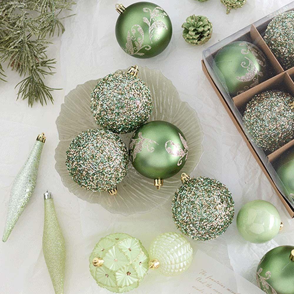 6/8/10CM Electroplated Hanging Balls Green Merry Christmas Decor Xmas Tree Pendants  Hotel Mall