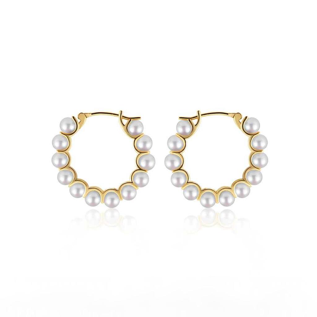 Korean Style Natural Freshwater Pearl Hoop Earrings - High-End, Simple, Small Earrings for Women