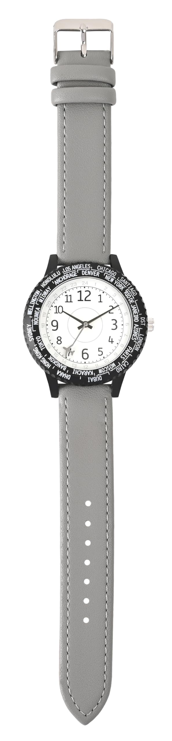 

Watch Analog Leather Strap World Time World Time World Clock Rotating Bezel Gray Waldo Gray [Fieldwork] Women s YM125-1