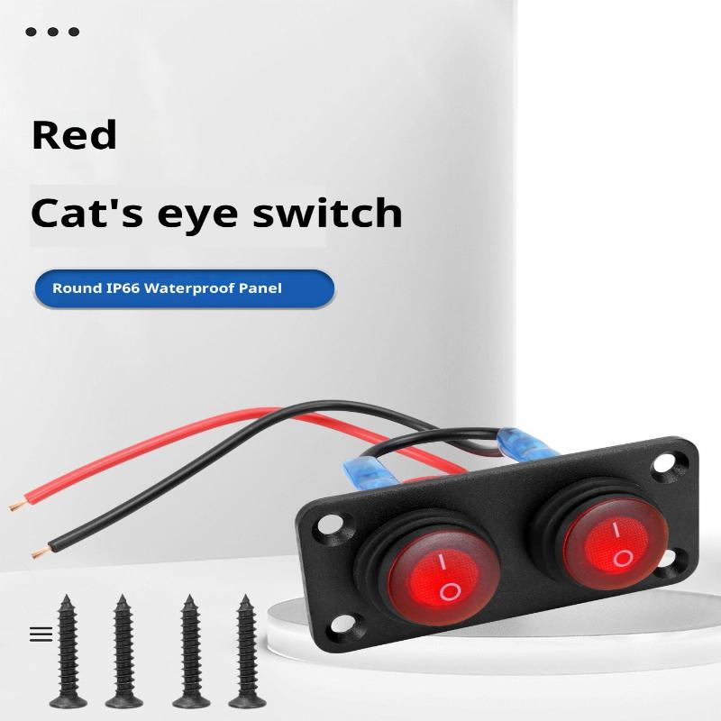 1-6 Gang Rocker Switch Panel 12V Waterproof On-Off Toggle Switches With Red LED Light For Automotive,Boat,Truck Vehicles