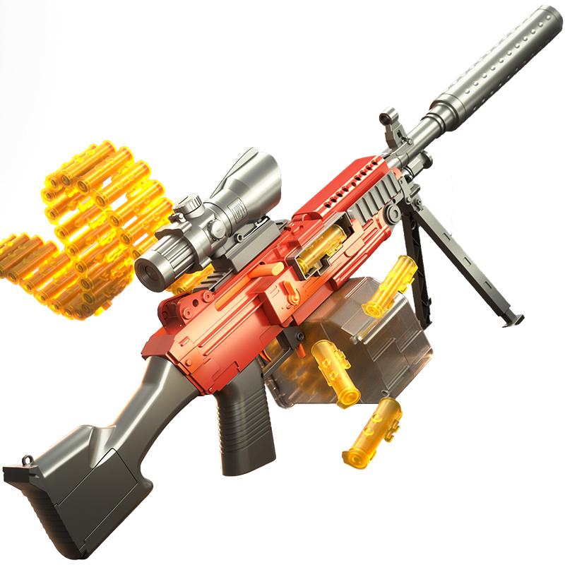 M249 Hand Self Integrated Soft Bullet Toy Gun Dual mode manual automatic electric launch with bullet chain and shell throwing