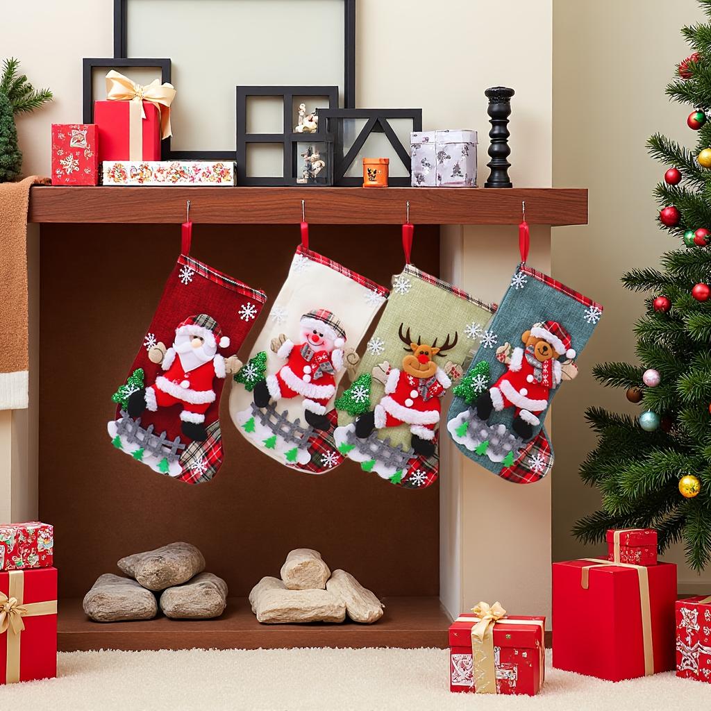 Christmas Stockings Large Capacity Christmas Socks Santa Claus Snowman Christmas Tree Decorative Bag Candy Bags Xmas Gifts Bags