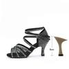 Neue Diamantbesetzte Latein-Tanzschuhe für erwachsene Frauen, Professionelle Tanzschuhe mit weicher Sohle, Mittlere Absätze für Damen
