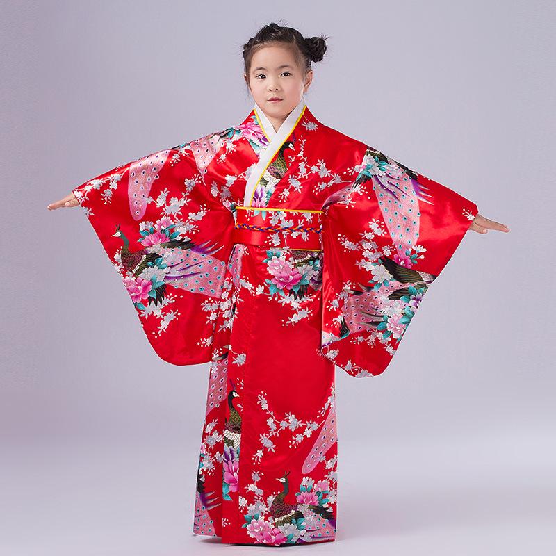 Children's Traditional Japanese Kimono Costume for Women's Cosplay, Performance & School Photo Dress