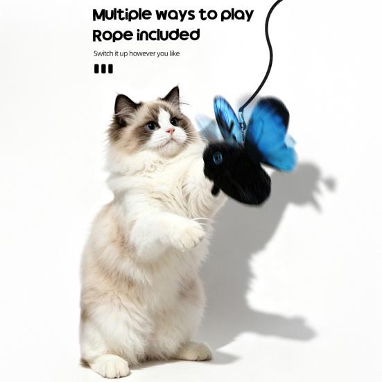 Realistische fliegende Beute Katze Gadgets Intelligente Sensorik Klappendes Schmetterling Spielzeug, Flügelbewegung Kätzchen Jagen Pirschen Anspringen Fesselnde Spielzeuge für Solo