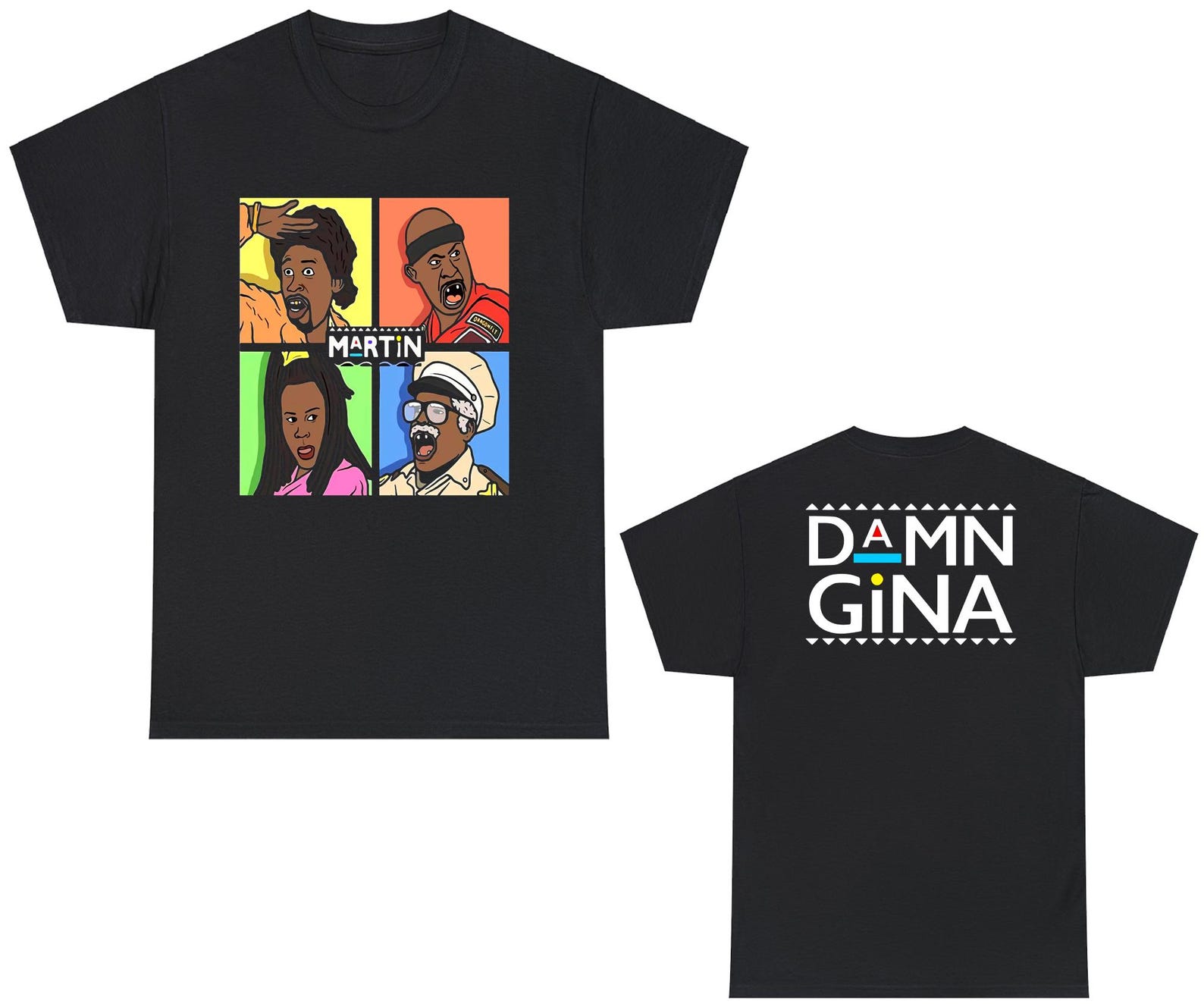 Martin Damn Gina TV Show Cartoon Style Black Navy T-Shirt Size S to 5XL 3XL
