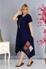 Women's Big Size Dress Plus Size Asymmetrical Cut Navy Blue Dress