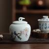 Celadon tea can with lid, fine mouth dustproof design and delicate texture Household tea preservation storage tank, storage tank