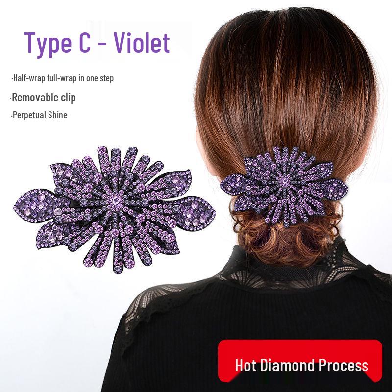 

Корейская заколка для волос со стразами для женщин: Большая высокая прическа, хвост или заколка-пружина