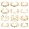 12pcs Toe Ladies Adjustable Toe Rings Summer Fashion Foot Beach Open Barefoot Finger Rings Cute Heart Feather Jewelry