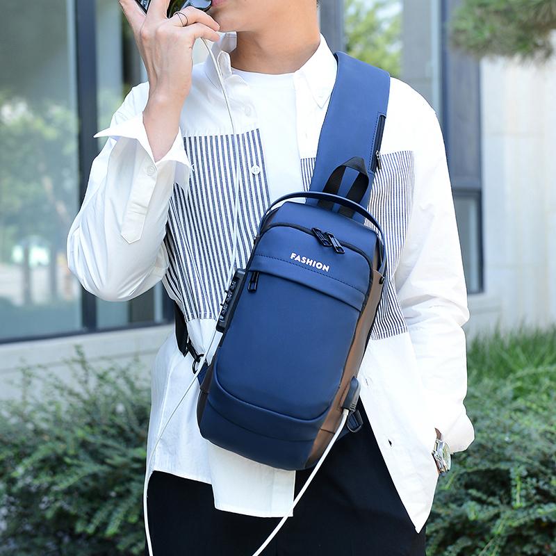 Multifunktionale Diebstahlschutz USB Schulter Crossbody Tasche Reise Sling Rucksack Messenger Tasche Brusttasche Männlich Luxusmarke Herren