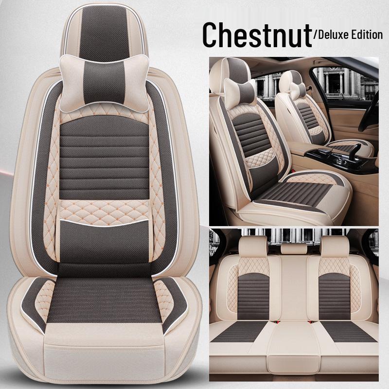 Universal Full Surround Linen Car Seat Cover and Cushion