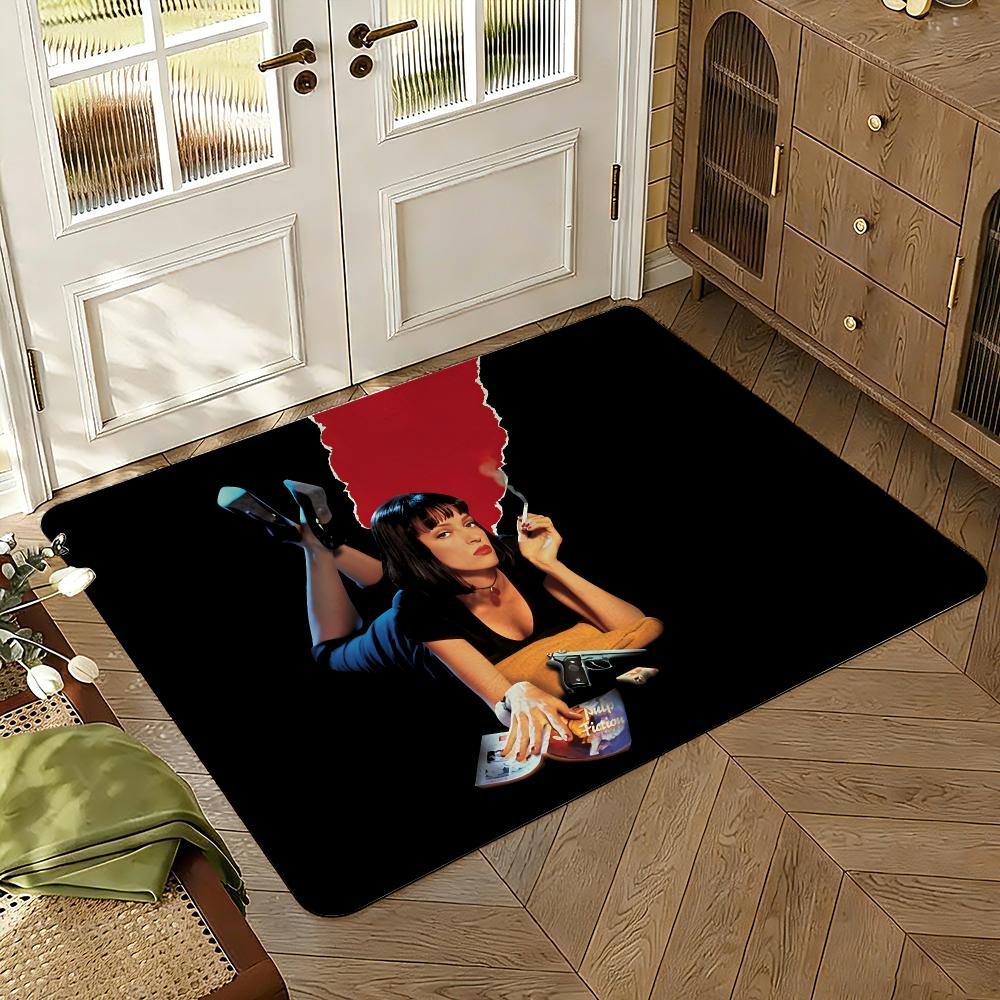 Pulp Fiction Floor Mat Soft Thickened Absorbent Non-Slip Bedroom Living Room Door Mat Home Decor Flannel Rugs
