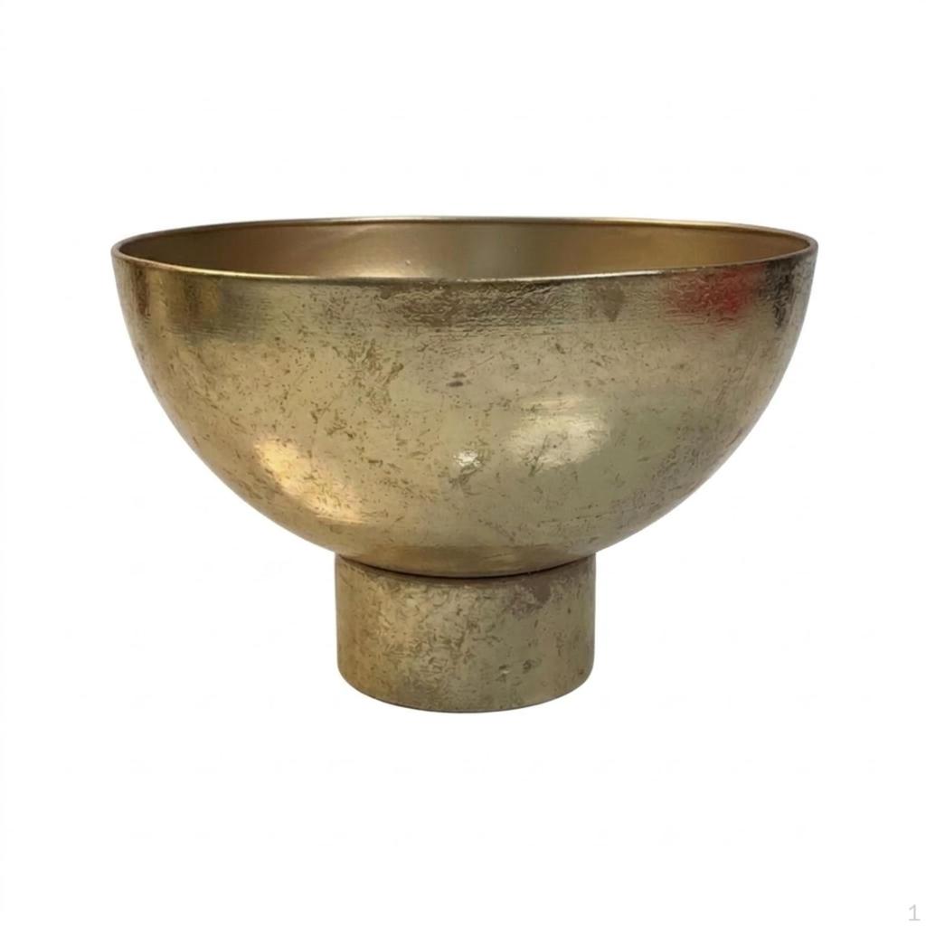 Steel Flower Pot Toned Pedestal Planter Lustrous Bowl for Tabletop, Living Room, Shelf S