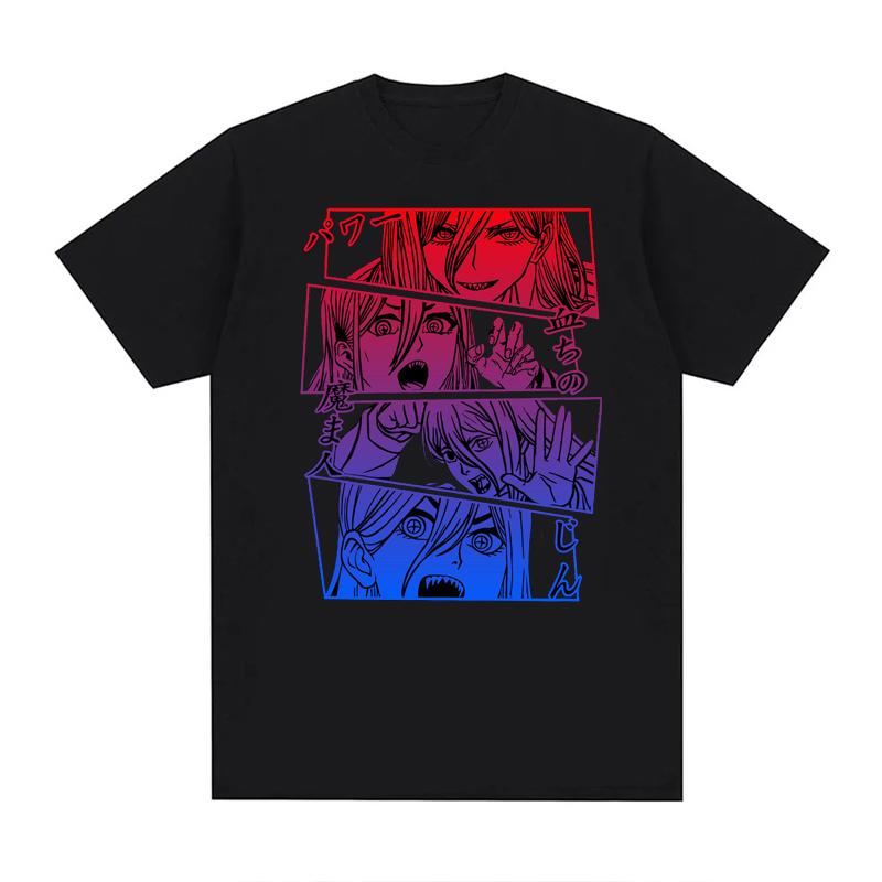 Japanese Anime Chainsaw Man T-shirts 100% Cotton Unisex Tees  EU Size  Manga Graphic Print Short-Sleeve Harajuku Tops