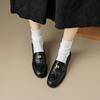 Rindslederversion~ Echtleder Rundkopf Ein-Pedal Goldschnalle Loafer Damen Britisch vielseitig lässig kleine Lederschuhe dicker Absatz Einzelne Schuhe