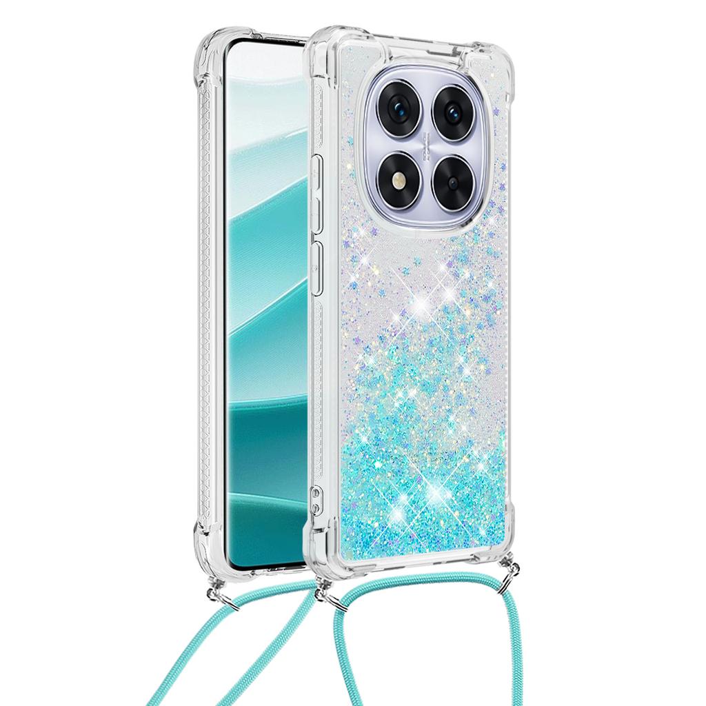For Xiaomi Poco X7 5G/Xiaomi Redmi Note 14 Pro 5G TPU Case Quicksand Design Phone Cover with Lanyard