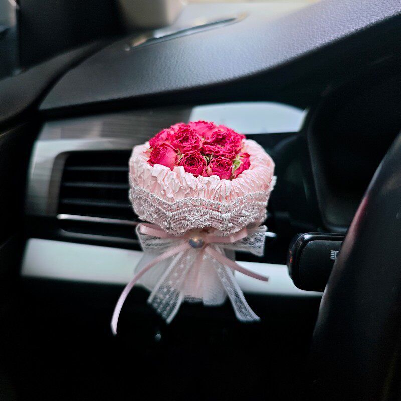 Car Air Freshener Rose Eternal Flower Bouquet Air Vent Decoration Aroma Diffuser Stone Car Fragrance Ornament High-End Gift