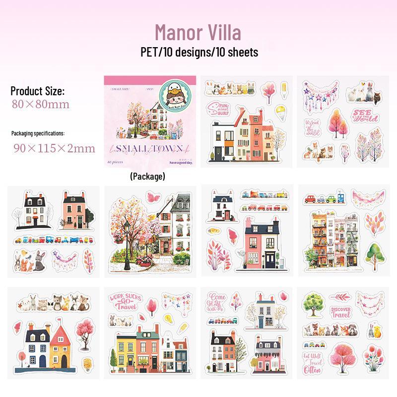 Small Town Street View Sticker Set: Beautiful Day Series for Journals & Collages