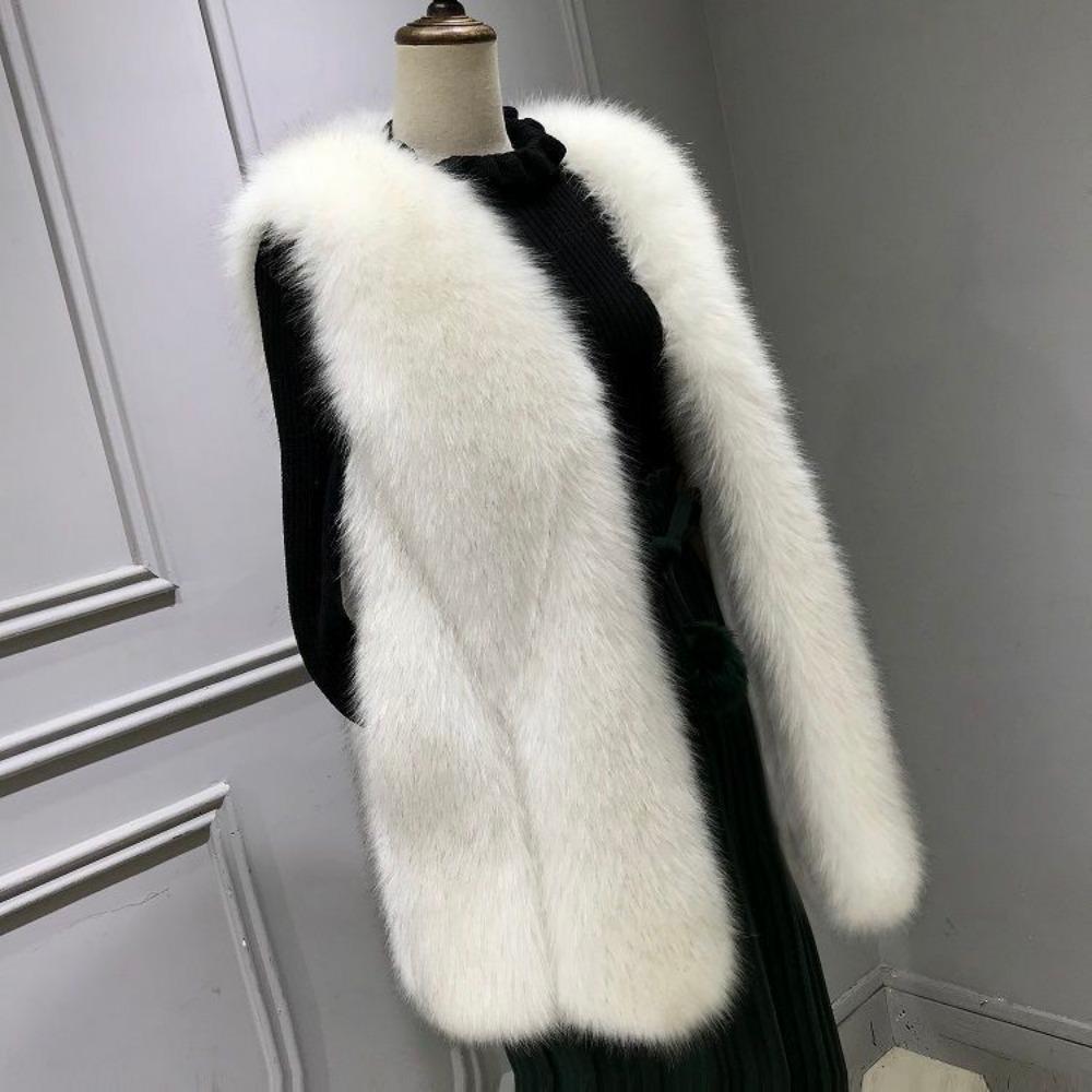 Women's Coats Fall and Winter Women's Imitation Fox Fur Vest Long Vest Outwear