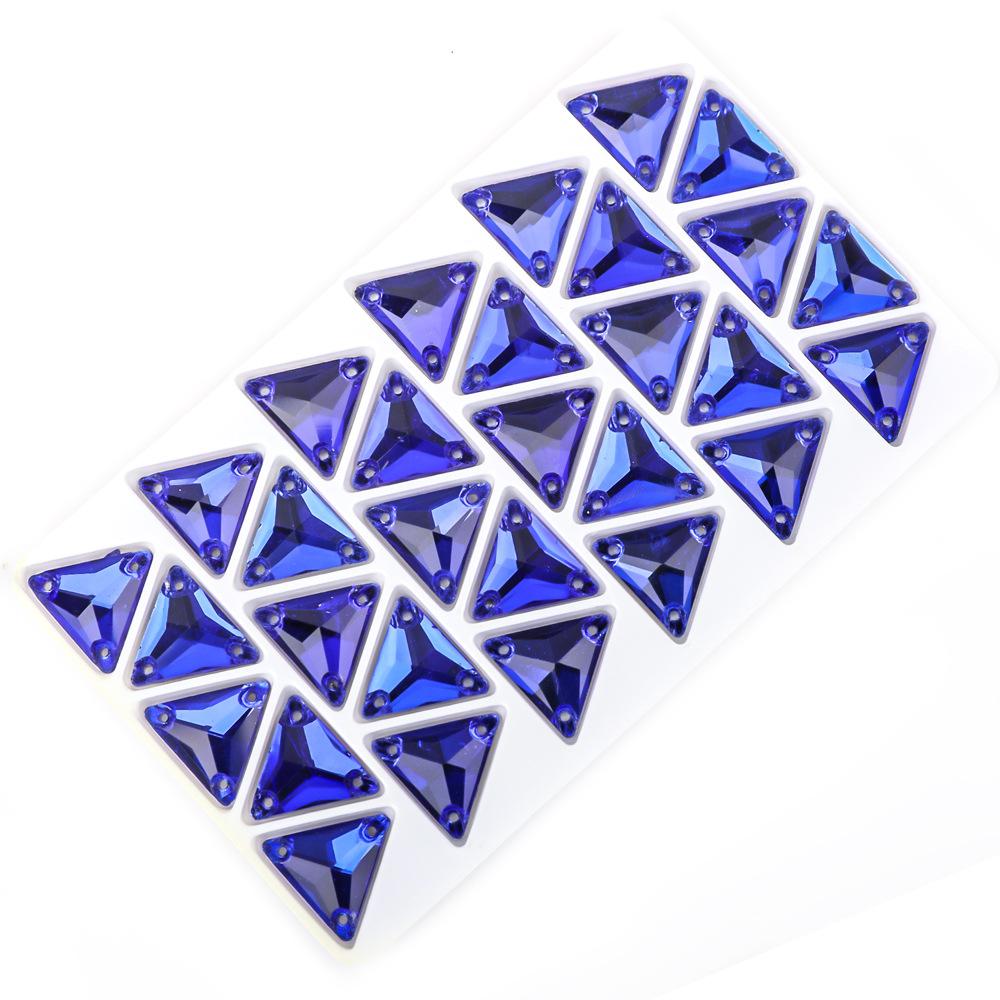 

Высококачественная имитация австрийской специальной формы с плоским дном, сшитая вручную, треугольная стеклянная плоская пряжка, аксессуары для украшений из стразы для одежды своими руками 16mm 30pcs/pack темно-синий