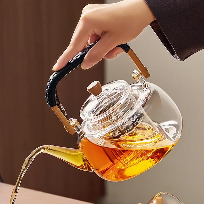 YIHUTEA Heat-Resistant Glass Tea Pot with Dual Infusers
