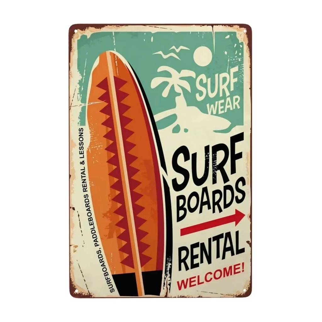 Retro Tin Signs Beach Room Decor Vintage Beachy Bedroom Surfboard Wall Decor 12x8 Inches Sign For Surfer Girl Aesthetic