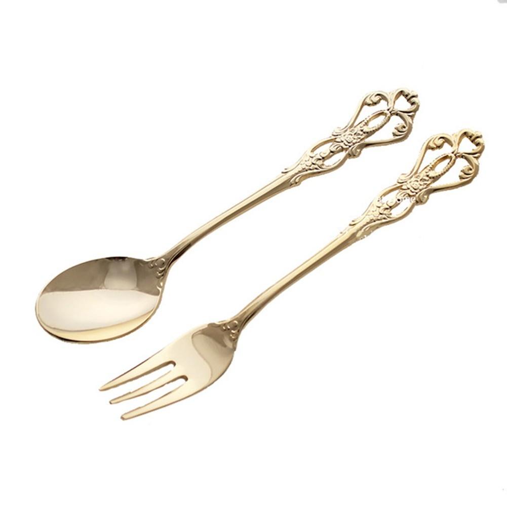2pcs/set Spoon Charm Coffee Embossed Fine And Retro Texture