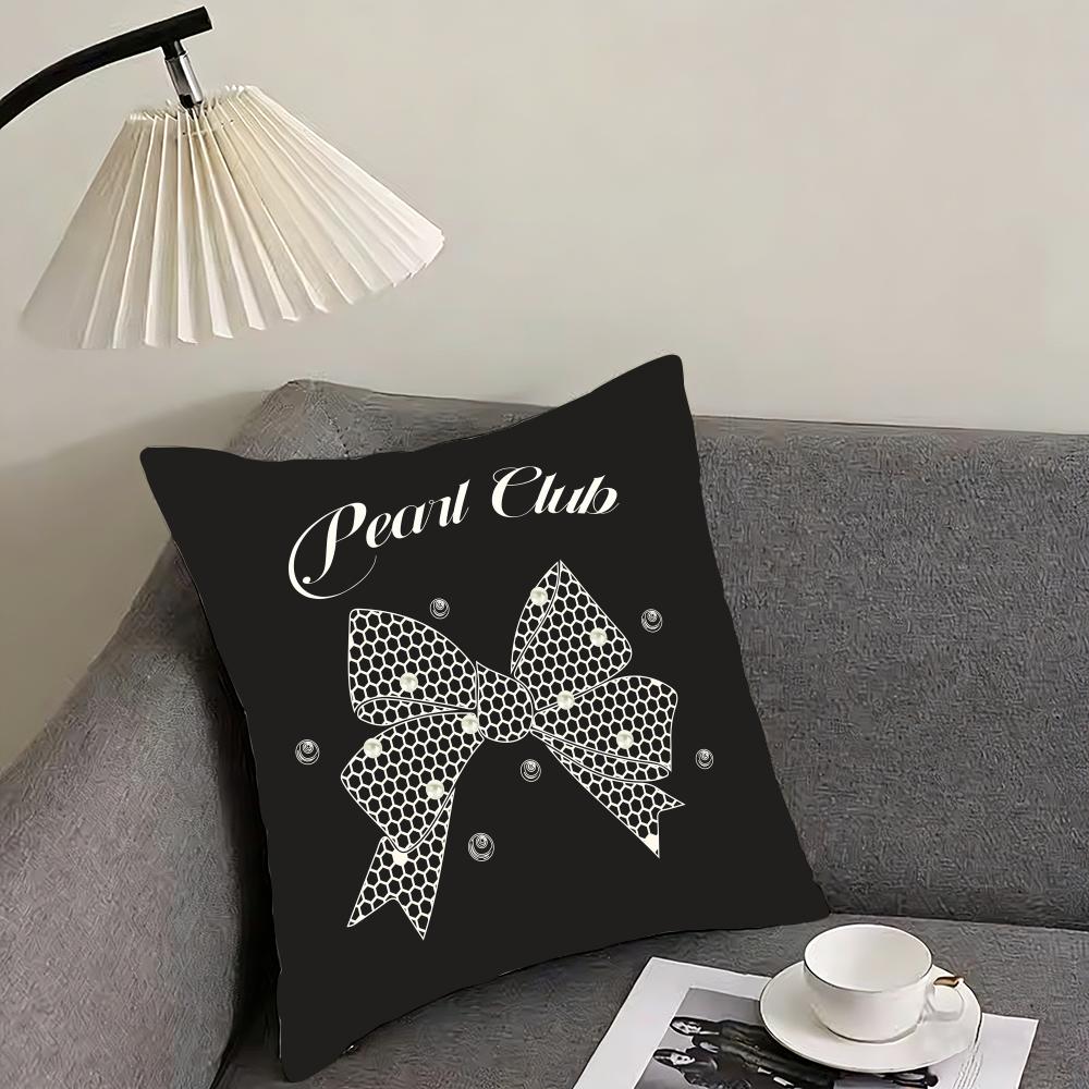 Korean trendy bow Cushion Cover Reversible Plush Pillow Cover – For car, sofa, bedroom, perfect as a gift.