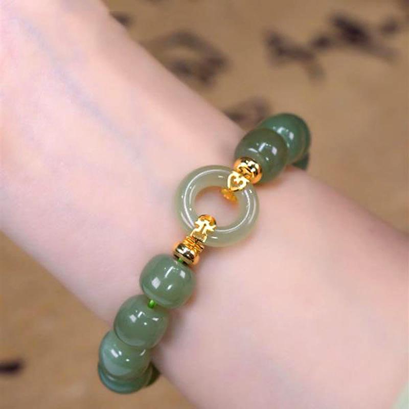 Ping An Women's Double Happiness Buckle Bracelet - Chinese Style, Retro, Elegant, Light Luxury Jewelry.