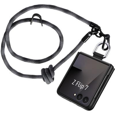 Protective Case - BOOLING - for Samsung Galaxy Z Flip 7 - Shockproof with Detachable Grey Lanyard