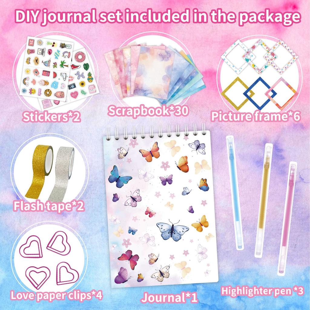 Kinder DIY Tagebuch Set Scrapbooking Sticker Tagebuch Bastelset Geschenkbox Kreatives Notizbuch Zubehör