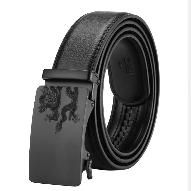 Men's Belt High End Business Leather Belt Automatic Buckle Leather Belt Casual Simple Middle Aged and Young Trousers Belt Men