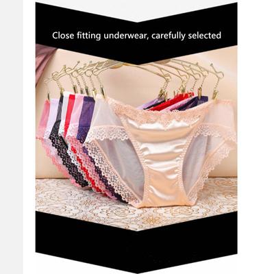 European and American Sexy Underwear Women's Lace Low Waisted Transparent Underwear Women's Ultra-thin Pure Cotton Underwear