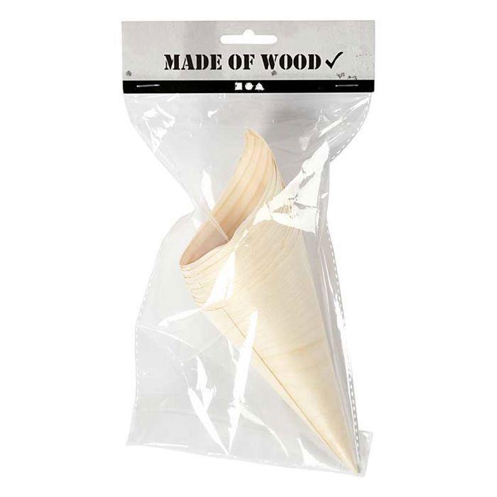 12 Cônes en bois à décorer 18,5 cm - Ø 7 cm