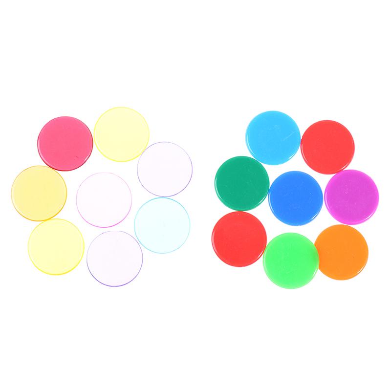100Pcs Transparent Color Counters Counting Bingo Chips Plastic Supplies Counters