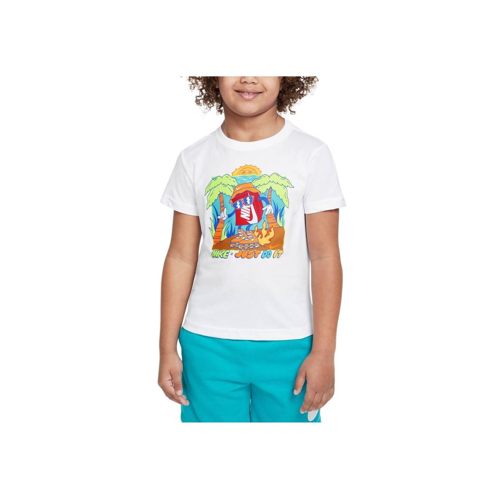 Nike Boxy Sports Casual Soft Comfortable Versatile Short Sleeve T-Shirt Kids Tops White II3031-100