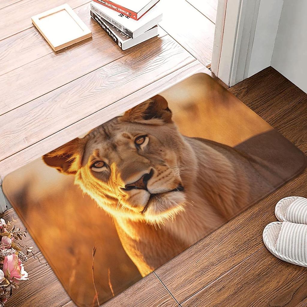 African Animals Print Front Door Rug for Indoor Outdoor Entrance,Welcome Mat with Flannel Fabric